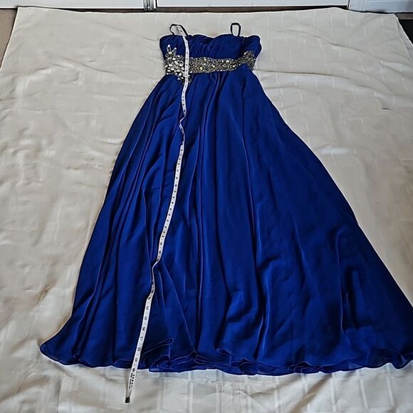 Bicici Women's Spaghetti Straps Rushed Top With Embellishment Belt Maxi DressL/M - Picture 12 of 16